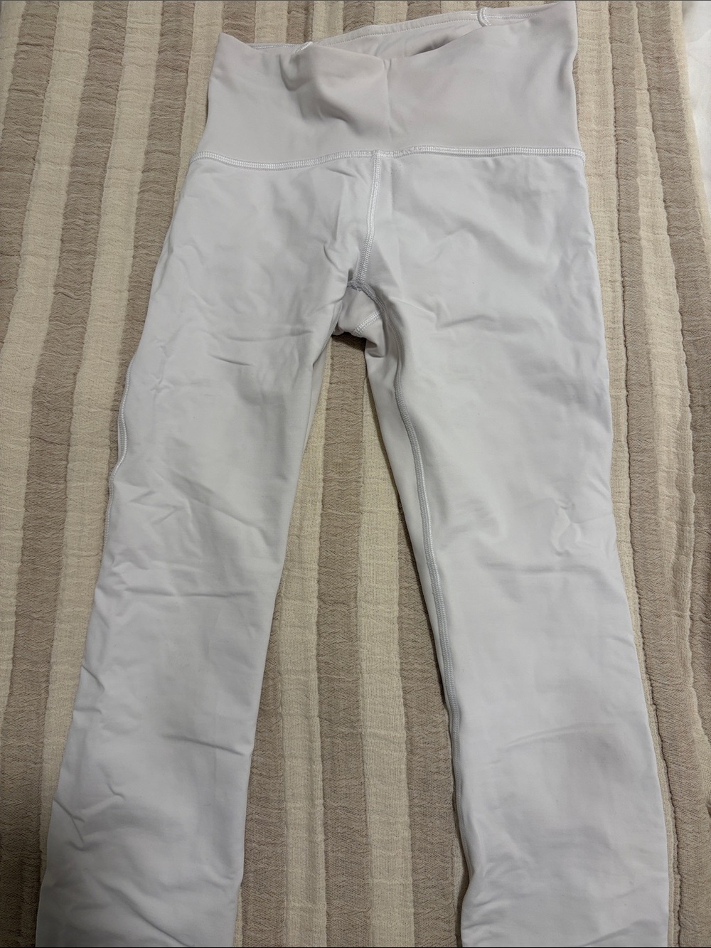 Lululemon White High-Rise Leggings with Mesh Details